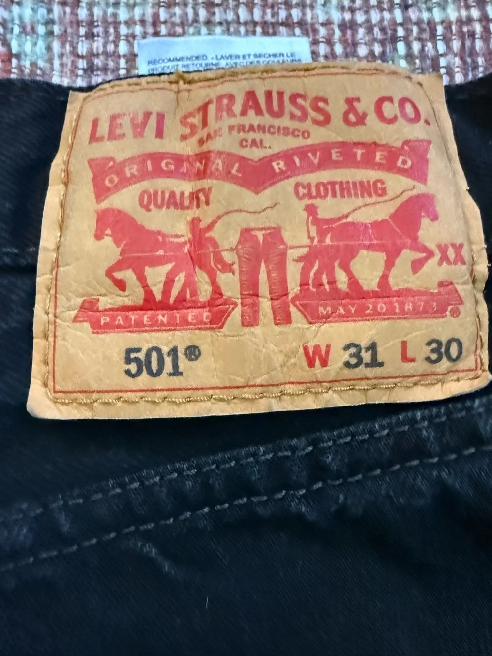 Levi’s Men's 501 Black Straight-Leg Jeans 31 x 30 100% Cotton
